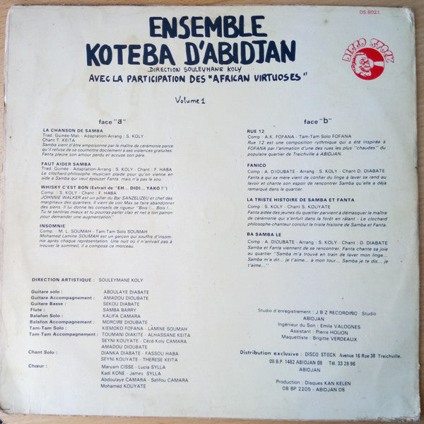 Ensemble Koteba D'Abidjan : Fanico Extraits Volume 1 (LP)