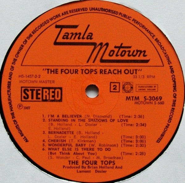 Four Tops : Four Tops Reach Out (LP, Album)
