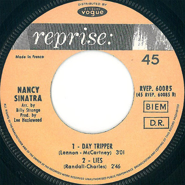 Nancy Sinatra : These Boots Are Made For Walkin' (7", EP, Mono)
