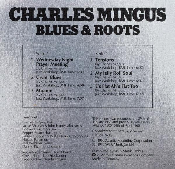 Charles Mingus : Blues & Roots (LP, Album, RE, Gat)