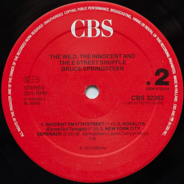 Bruce Springsteen : The Wild, The Innocent &  The E Street Shuffle (LP, Album, RE, Red)