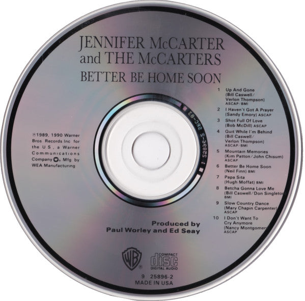 The McCarters - Better Be Home Soon (CD, Album) - De Platen Aap – Vinylwinkel in Brielle & online webshop voor muziekliefhebbers