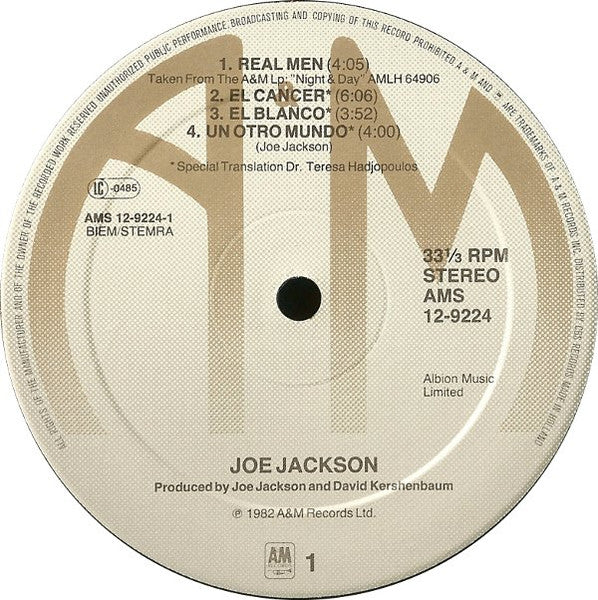 Joe Jackson : The Real Men EP (12", S/Sided, EP, Maxi)