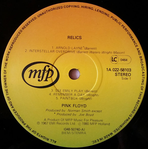 Pink Floyd : Relics (LP, Comp, RE)
