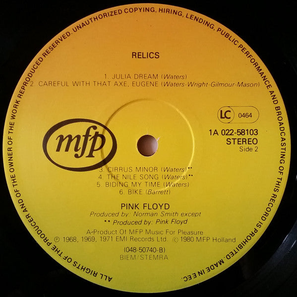 Pink Floyd : Relics (LP, Comp, RE)