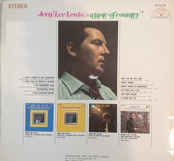 Jerry Lee Lewis : A Taste Of Country (LP, Album)