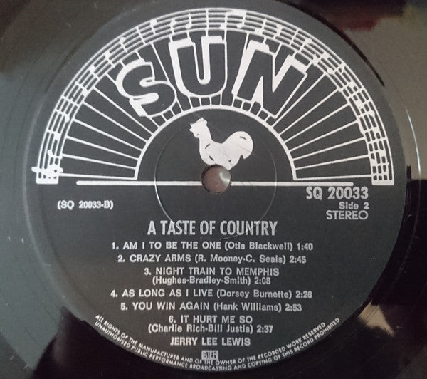 Jerry Lee Lewis : A Taste Of Country (LP, Album)