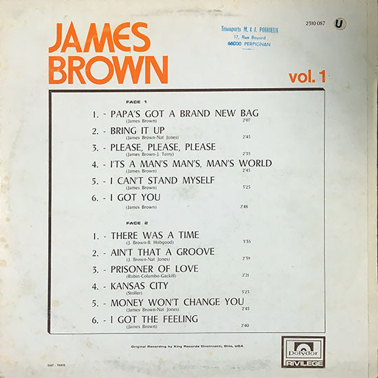 James Brown : Best Of James Brown - Vol. 1 (LP, Comp)
