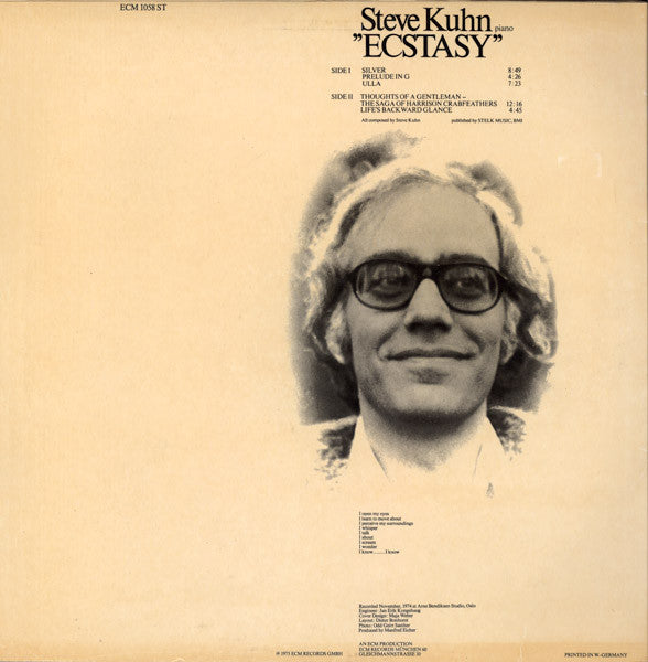 Steve Kuhn : Ecstasy (LP, Album)