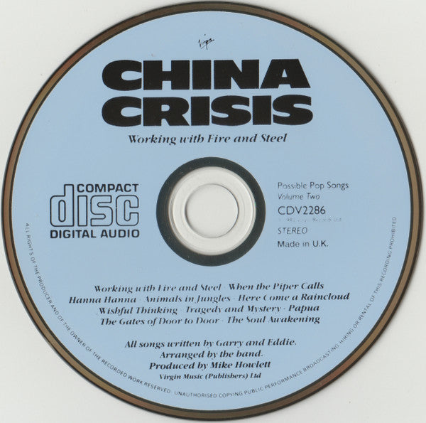 China Crisis : Working With Fire And Steel (Possible Pop Songs Volume Two) (CD, Album, RE)