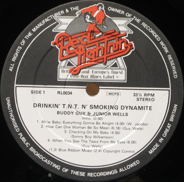 Buddy Guy & Junior Wells With Bill Wyman, Pinetop Perkins, Dallas Taylor & Terry Taylor (3) : Drinkin'  T.N.T.  N' Smoking Dynamite (LP, Album)