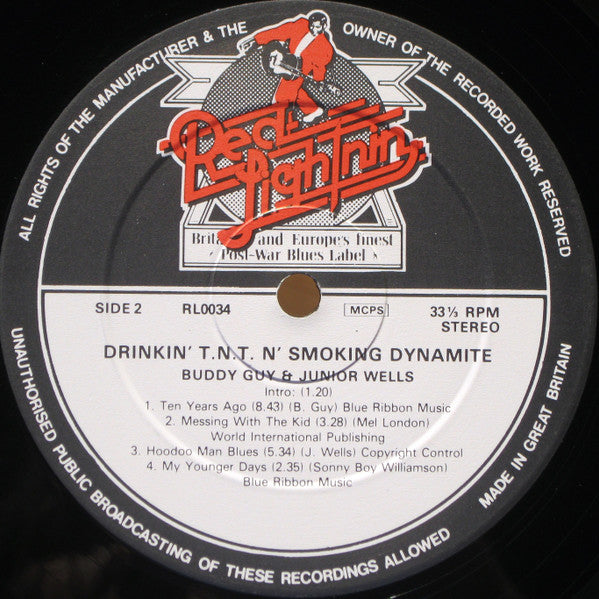 Buddy Guy & Junior Wells With Bill Wyman, Pinetop Perkins, Dallas Taylor & Terry Taylor (3) : Drinkin'  T.N.T.  N' Smoking Dynamite (LP, Album)