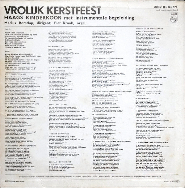 Haags Kinderkoor Dirigent Marius Borstlap Orgel Piet Kraak : Vrolijk Kerstfeest (LP)