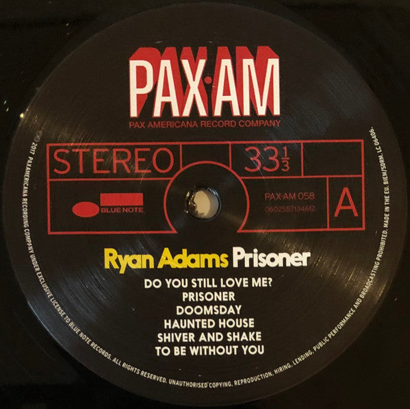 Ryan Adams - Prisoner (LP, Album) - De Platen Aap – Vinylwinkel in Brielle & online webshop voor muziekliefhebbers