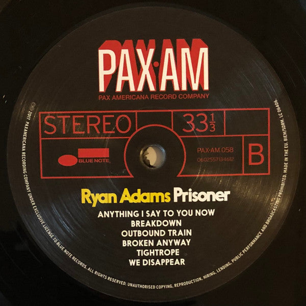 Ryan Adams - Prisoner (LP, Album) - De Platen Aap – Vinylwinkel in Brielle & online webshop voor muziekliefhebbers