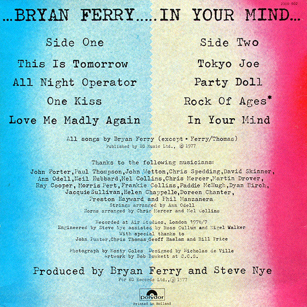 Bryan Ferry : In Your Mind (LP, Album, Gre)