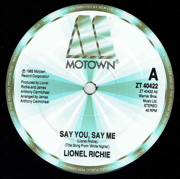 Lionel Richie : Say You, Say Me (12")
