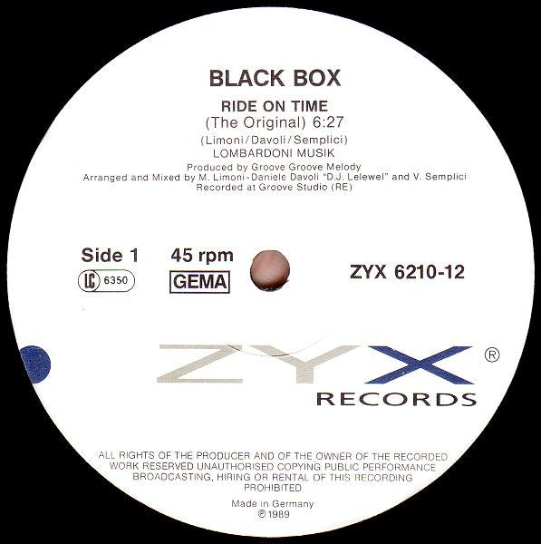 Black Box - Ride On Time (12", Maxi) - De Platen Aap – Vinylwinkel in Brielle & online webshop voor muziekliefhebbers
